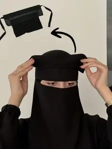 Women's Chiffon Plain Mask, Soft Breathable Single Layer Veil, Niqab Cover, Islamic Khimar, Middle Eastern Prayer Veil, Suitable for All Seasons