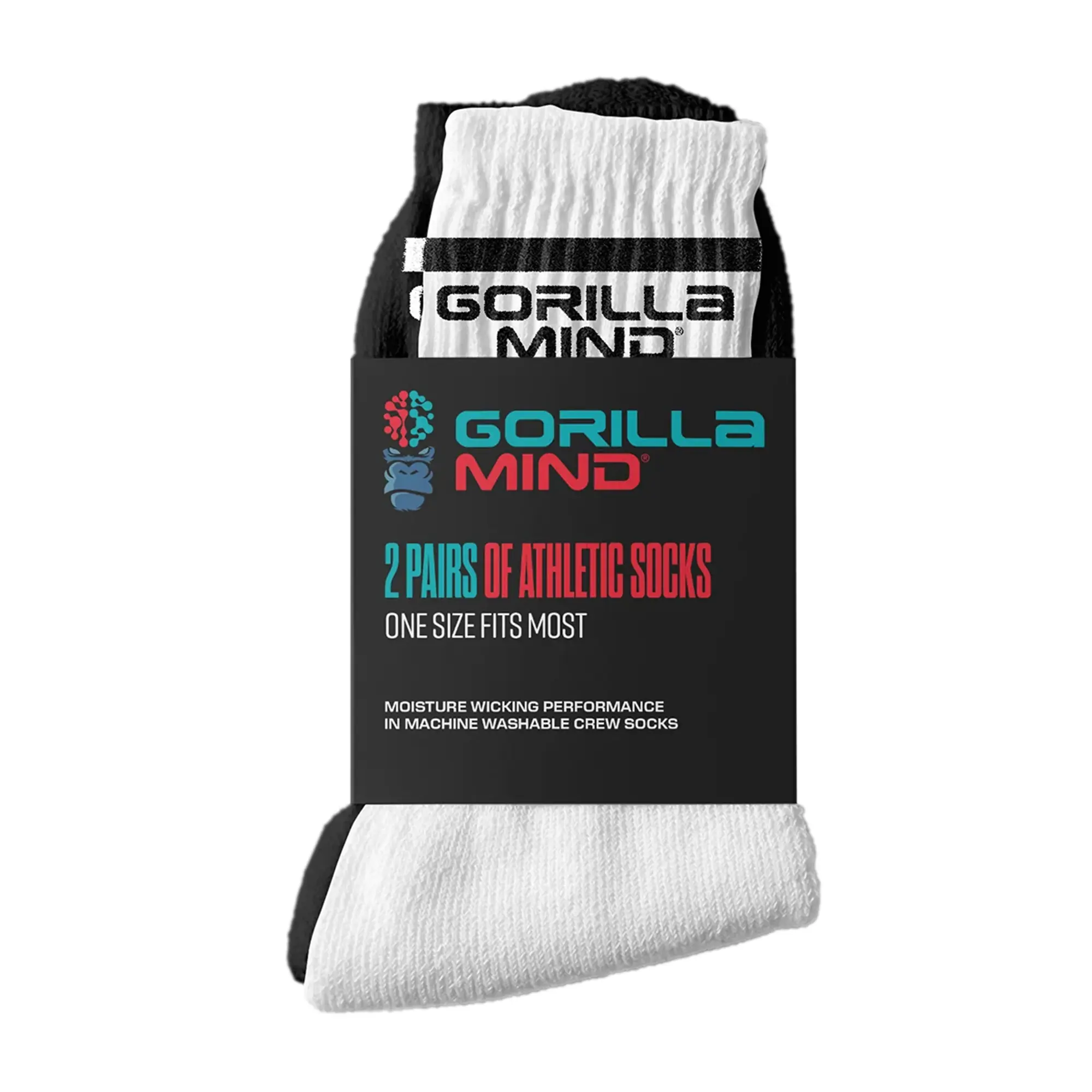 2-Pack Athletic Crew Gym Socks, Breathable Cotton-Rich Athleisure Crewsocks with Stretch Fit for Training & Everyday Wear, Workout Socks, Athletic Tight Socks
