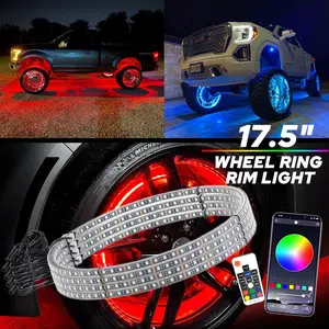 17.5" RGB & Chasing Flow Double Row LED Wheel Ring Rim Lights For Truck Car set 17.5" RGB & Chasing Flow Double Row LED Wheel Ring Rim Lights For Truck Car set