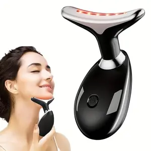 USB Rechargeable Neck & Face Skin Massager with 7 LED Light Modes Vibrating Facial Beauty Instrument 600mAh Battery for Women's Skincare Comfort Gift Set