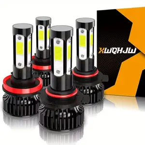 Performance-Driven 10X Visibility 4PCS LED Headlight Conversion Bulbs - 9005+H11/9005+9006/H11+H11 Multi-Socket Full-Range Fit, 120000LM 6000K Daylight White High/Low Beam,Plug-and-Play IP68 Waterproof Shockproof Aluminum Battery-Free Headlamps led lights