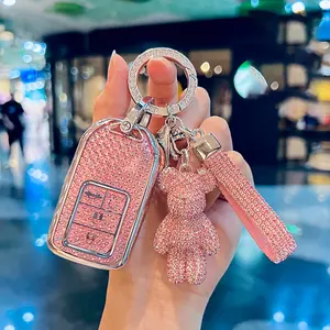 for Honda Key Fob Cover with Keychain Lanyard, Soft TPU Key Fob Protector Compatible with Honda Accord Civic CRV Pilot Odyssey Smart Key Case Holder