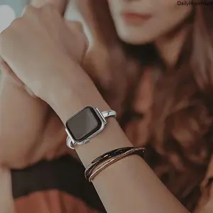 Women's Durable Metal Apple Watch Band, Elegant Stylish Bracelet Wristband Accessories, Compatible with Apple Watch 38/40/41mm & 42/44/45/46/49mm