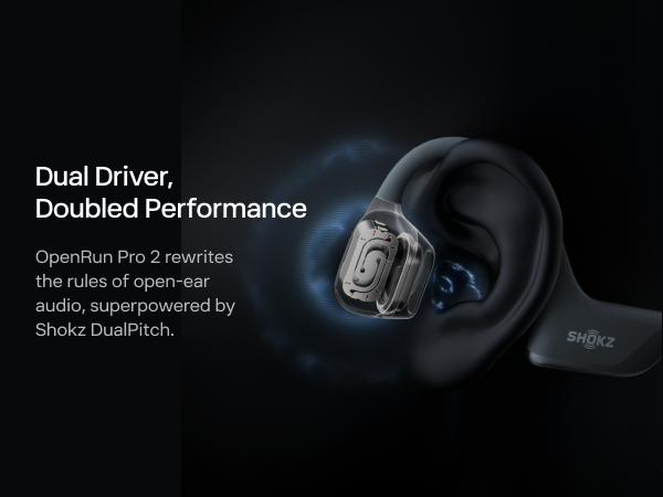 SHOKZ NEW OpenRun Pro 2 - Open-Ear, Bone Conduction Sport Headphones - Sweat Resistant, Workout Headphones with Deep Bass and Smart Mic