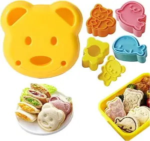 Animal Shaped Sandwich Cutter Set, 5 Counts/set Cute Cartoon Sandwich Cutter & Sealer, Bread Cutter Embosser Baking Mold, Baking Tools for Home Kitchen, Summer for Gift, Kitchen Gadgets Oven Tin