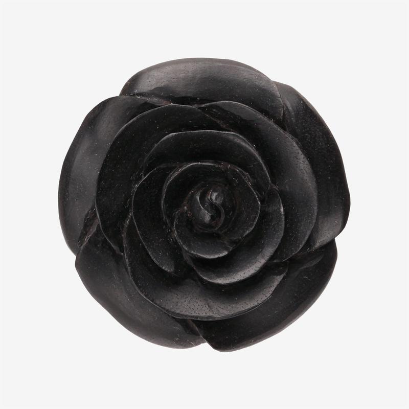 A Pair of Rosebud Full Bloom Arang Wood Double Flared Plug