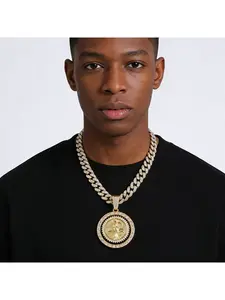 New Arrival Men's Full Diamond Chain Hip-Hop Style Rotatable Scythe Reaper Pendant Fashion Necklace Iced Out Chains