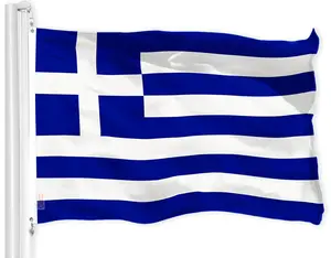 G128 Greece Greek Flag | 3x5 feet | Printed 150D, Indoor/Outdoor, Vibrant Colors, Brass Grommets, Quality Polyester, Much Thicker More Durable Than 100D 75D Polyester