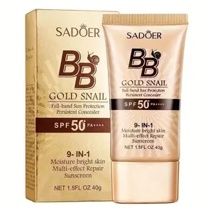 Sadoer Snail Sunscreen Bb Cream Foundation, High Protection Buildable Coverage Moisturizing Makeup, Glow, Persistent Concealer, Perfect for Everyday Use Hydrating Moisture
