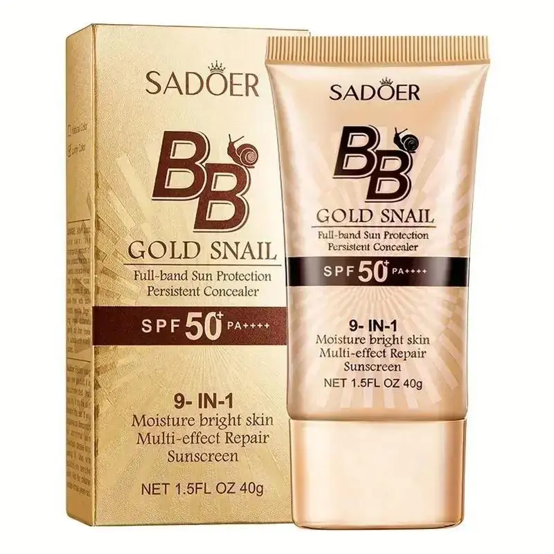 Sadoer Snail Sunscreen Bb Cream with SPF Foundation, High Protection Buildable Coverage Moisturizing Makeup, Glow, Persistent Concealer, Perfect for Everyday Use Hydrating Moisture