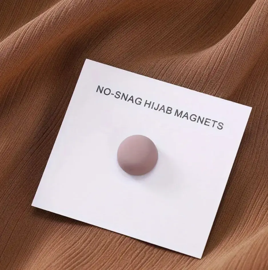 Rounded Hijab Magnets - Matte Nude Pink, No-Snag Design, Ideal for Hijab Storage and Organization