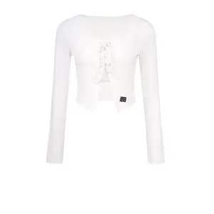 Greenish Y2K American retro hollow lace tied knit sweater, suitable for hot girls in Europe and America