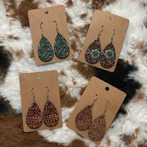 Western Earrings - Unique Teardrop Designs with Floral & Animal Print Patterns for Stylish Western Accessories in Western Earings Material