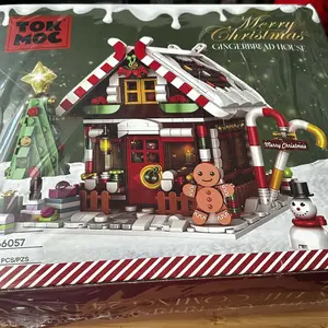 Christmas 2025 TOKMOC Gingerbread House Building Block Set,Pink,Green,Village House Blocks Architecture Set with Christmas Tree and Train,Christmas Gift and Home Decoration,For aged 12 and above,66057,1288 Pieces