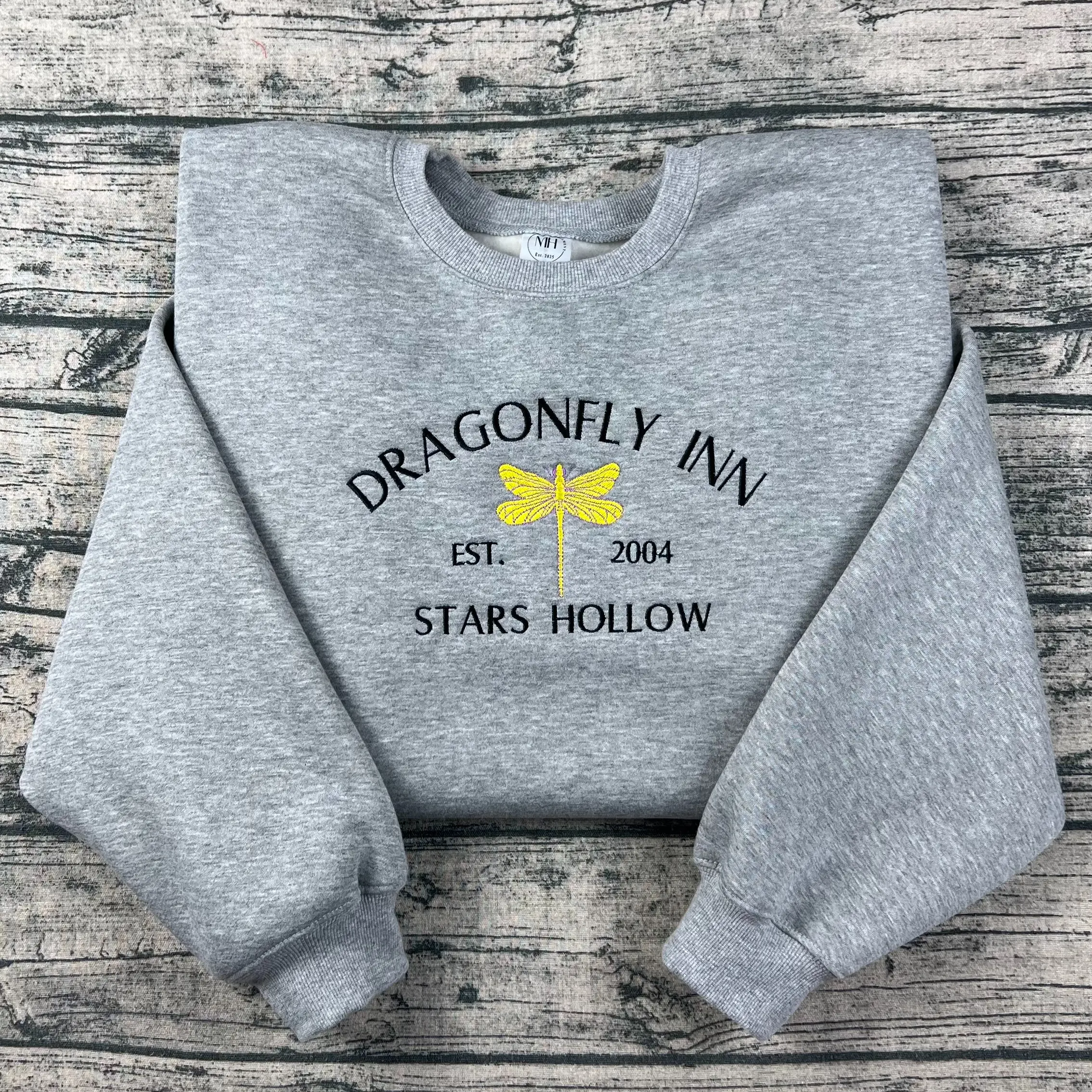 Dragonfly inn Stars Hollow Embroidered Crewneck Sweatshirt| Where You Lead I Will Follow | Cozy Book Lover Gift | Stars Hollow Gift