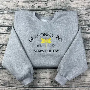 Dragonfly inn Stars Hollow Embroidered Crewneck Sweatshirt| Where You Lead I Will Follow | Cozy Book Lover Gift | Stars Hollow Gift