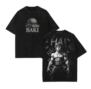 Baki Hanma Baki the Grappler Collection Anime Double Sided Printed Tee, Vintage Washed Heavyweight Cotton, Unisex Oversize Tank Top, Manga Streetwear
