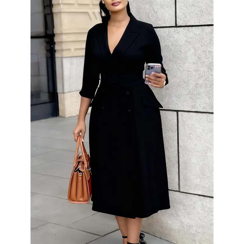 Blazer dress with belt - TikTok Shop