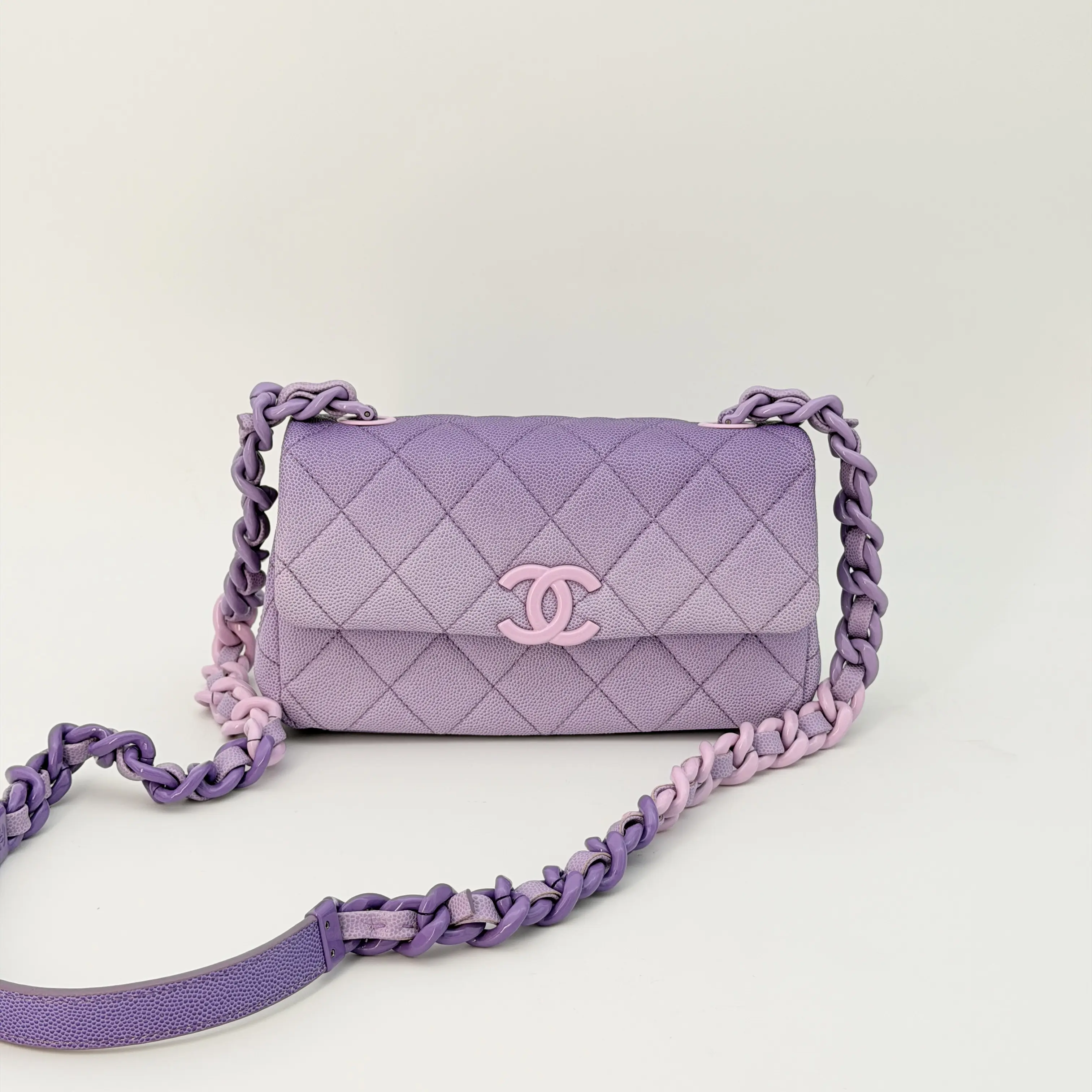 Pre-owned CHANEL caviar Crossbody Bags 2024 Mini My Everything Flap Bag Purple Crossbody Bag
