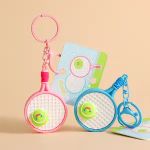 Unique Resin Tennis Racket Keyring Wholesale Cute Bag Charm Accessory for Couples and Fans