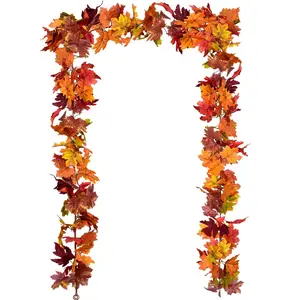 Dearhouse 2 Pack Fall Garland Maple Leaf, 5.9Ft/Piece Hanging Vine Garland Artificial Autumn Foliage Garland Thanksgiving Decor for Home Wedding Fireplace Party Christmas (Brown) DearHouse