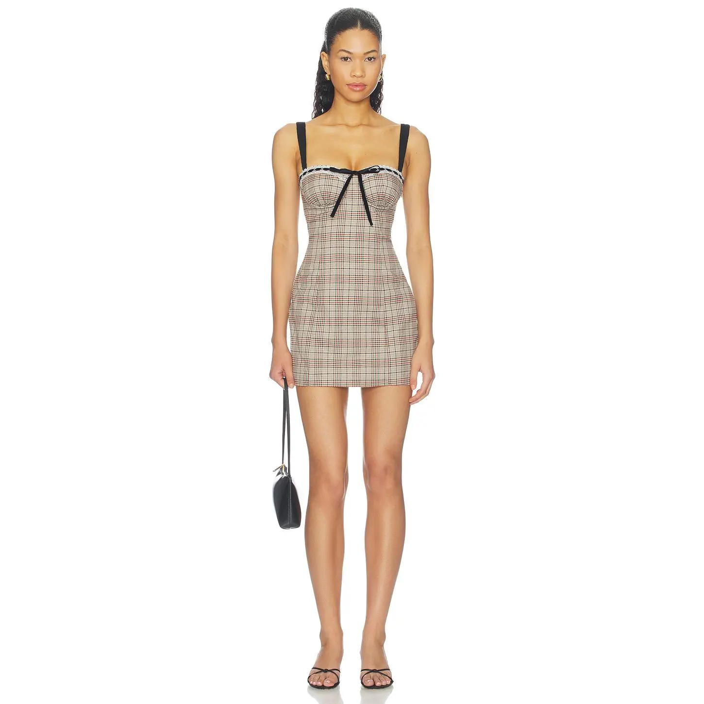 MORE TO COME Flora Mini Dress in Brown Plaid