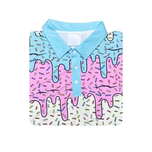 Ice Cream Drip Polo Shirt for Men | Funny Pastel Sprinkle Golf Polo Y2K Summer