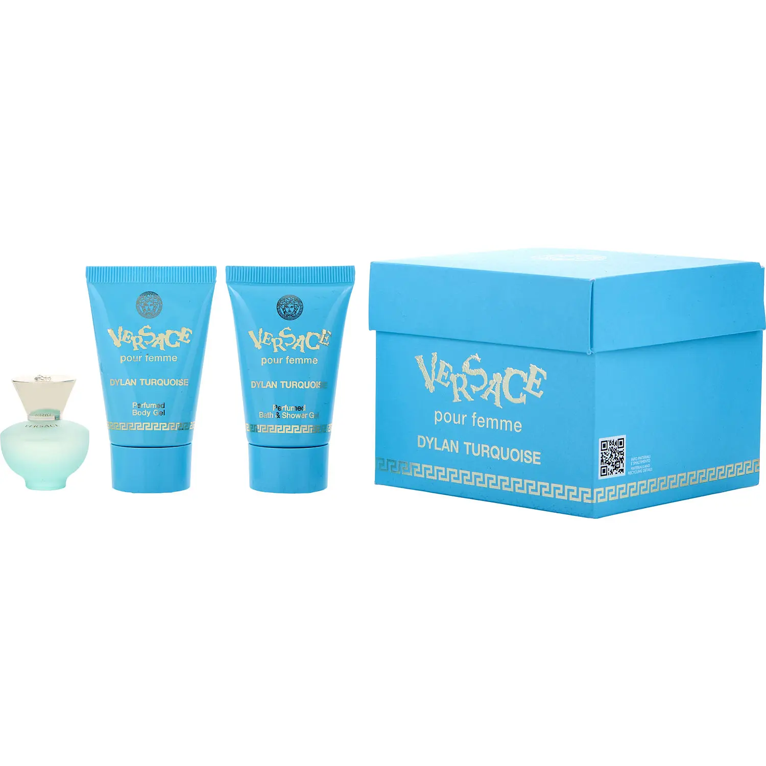 Versace Dylan Turquoise Set-Edt 0.17 & Body Gel 0.8 Oz & Shower Gel 0.8 Oz For Women Versace Dylan Turquoise Set-Edt 0.17 & Body Gel 0.8 Oz & Shower Gel 0.8 Oz For Women