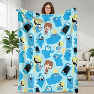 Fosters Home For Imaginary Friends Cartoon Character Flannel Blanket Colorful Animated Pattern Soft Cozy Lightweight Warm For Sofa Bedroom Travel Office Gift Nostalgia Decor