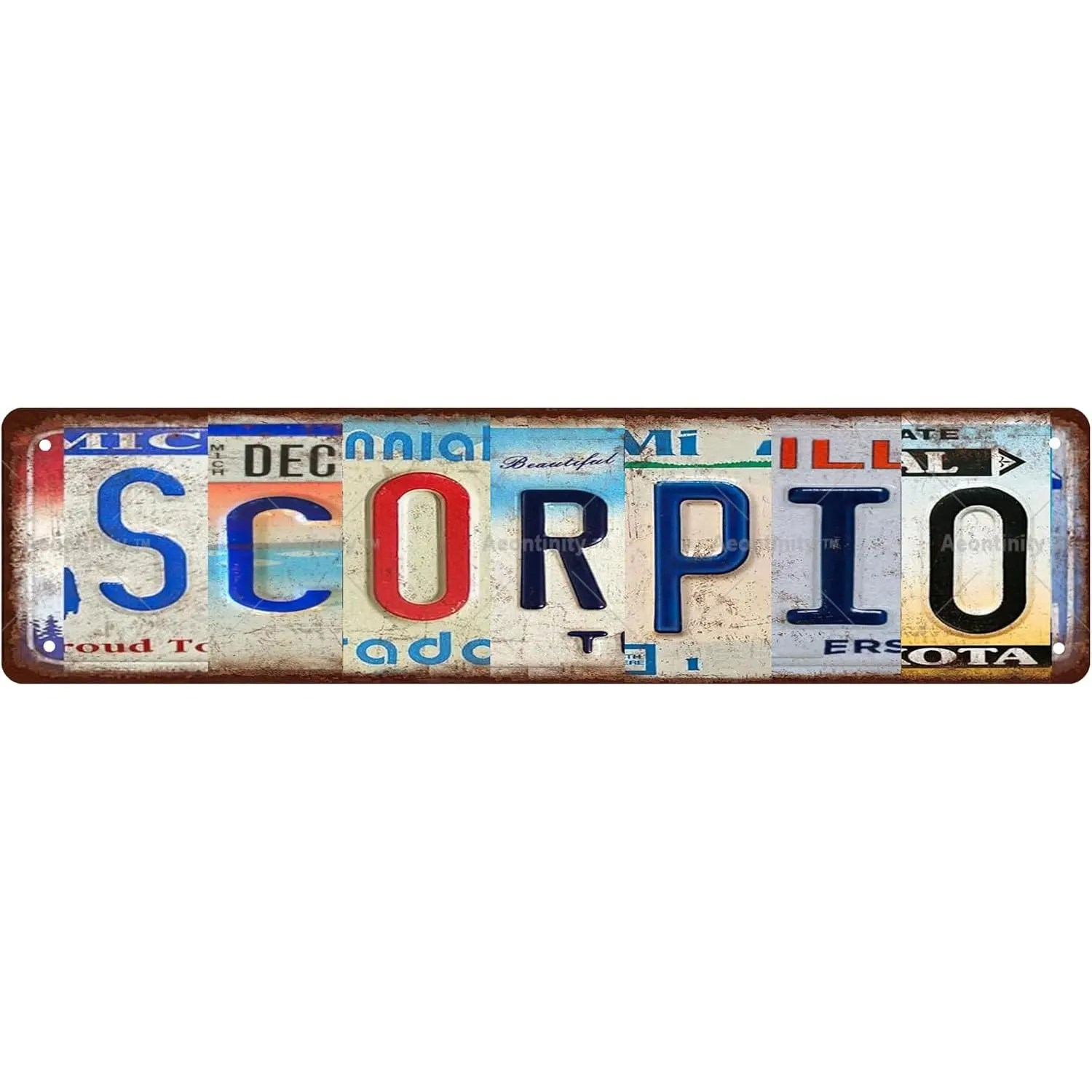 SCORPIO Zodiac Sign Star Sign Vintage Metal Tin Sign, Street Sign, Home Decor, Room Decor, Wall Decor, Bathroom Decor, Bar Decor, Cafe Decor, Garage Decor, 16 x 4 Inch