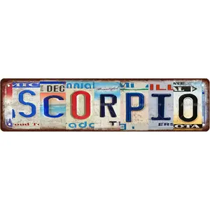 SCORPIO Zodiac Sign Star Sign Vintage Metal Tin Sign, Street Sign, Home Decor, Room Decor, Wall Decor, Bathroom Decor, Bar Decor, Cafe Decor, Garage Decor, 16 x 4 Inch