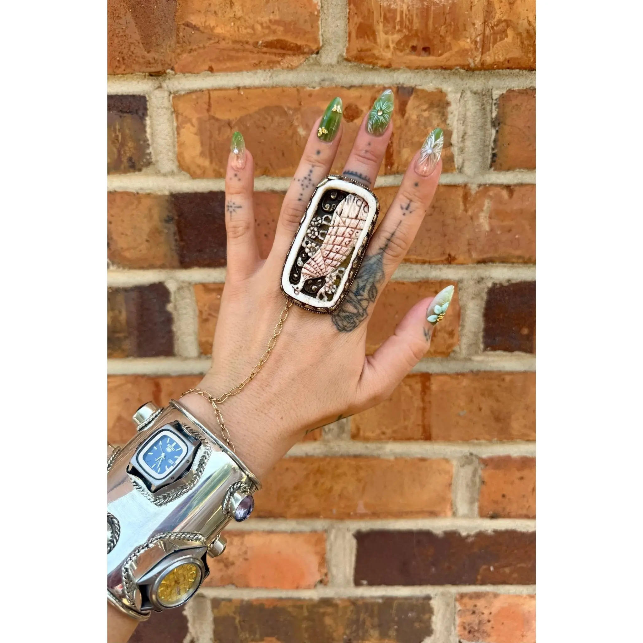 Carved Peacock Ring