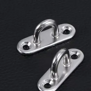 4/8pcs Load-Bearing Hook, Stainless Steel Oblong Pad, Eye Plate Staple Ring Hook, Loop U-Shaped Design Screws, Mount Hook Hanger