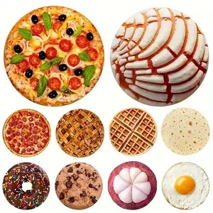 1pc Round Flannel Throw Blanket, Fun Realistic Food Prints, Egg Roll, Cookie, Mexican Tortilla, Pizza, Waffle, Perfect Gift, All Seasons Use