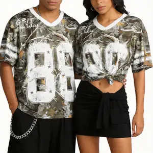 HYPESTFIT  Football Jersey T-Shirt Breathable Mesh Oversized Streetwear Top for Comfortable & Stylish Wear