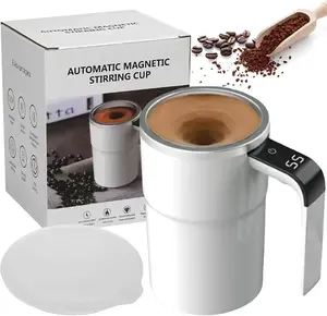 Mug -Self-Stirring Magnetic Coffee Cup with Temp Display，Rechargeable Stirring Mug，Safe & Food-Grade, Easy to Clean, Touch Lcd Display, Type-C Rechargeable