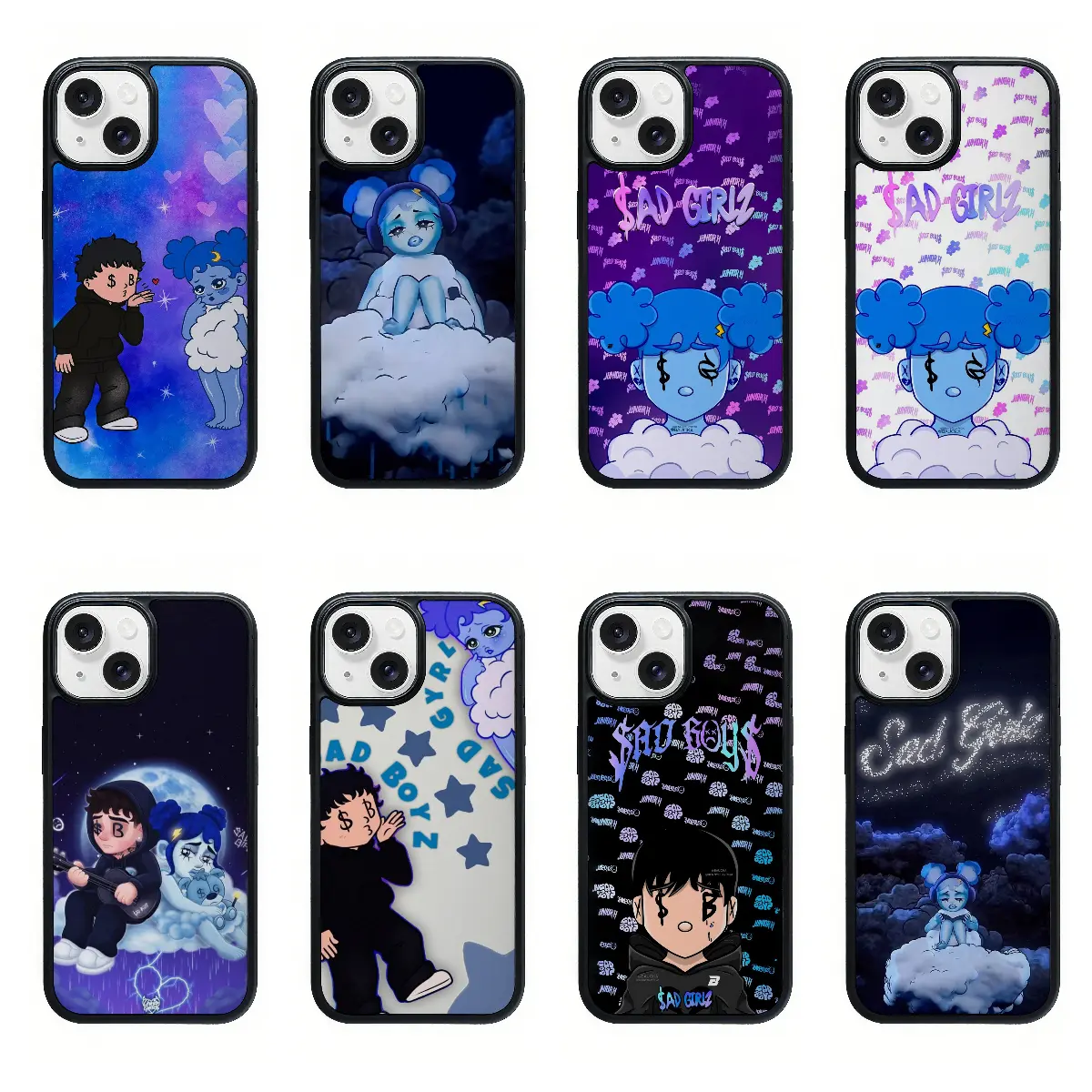 Sad Boyz Shockproof Protective Phone Case for iPhone 16,15,14,13,12,11,X,XR,Max,Mini,Plus - Mobile Phone Accessories with 4 Life Design