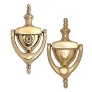Brass Accents  6 in. Lifetime Polished Brass Traditional Door Knocker with Eyeviewer