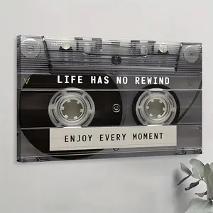 Canvas frameless wall art, office art wall decorated with inspirational posters vintage cassette music printed pictures with positive quotes decorate the bedroom workspace home funny animal