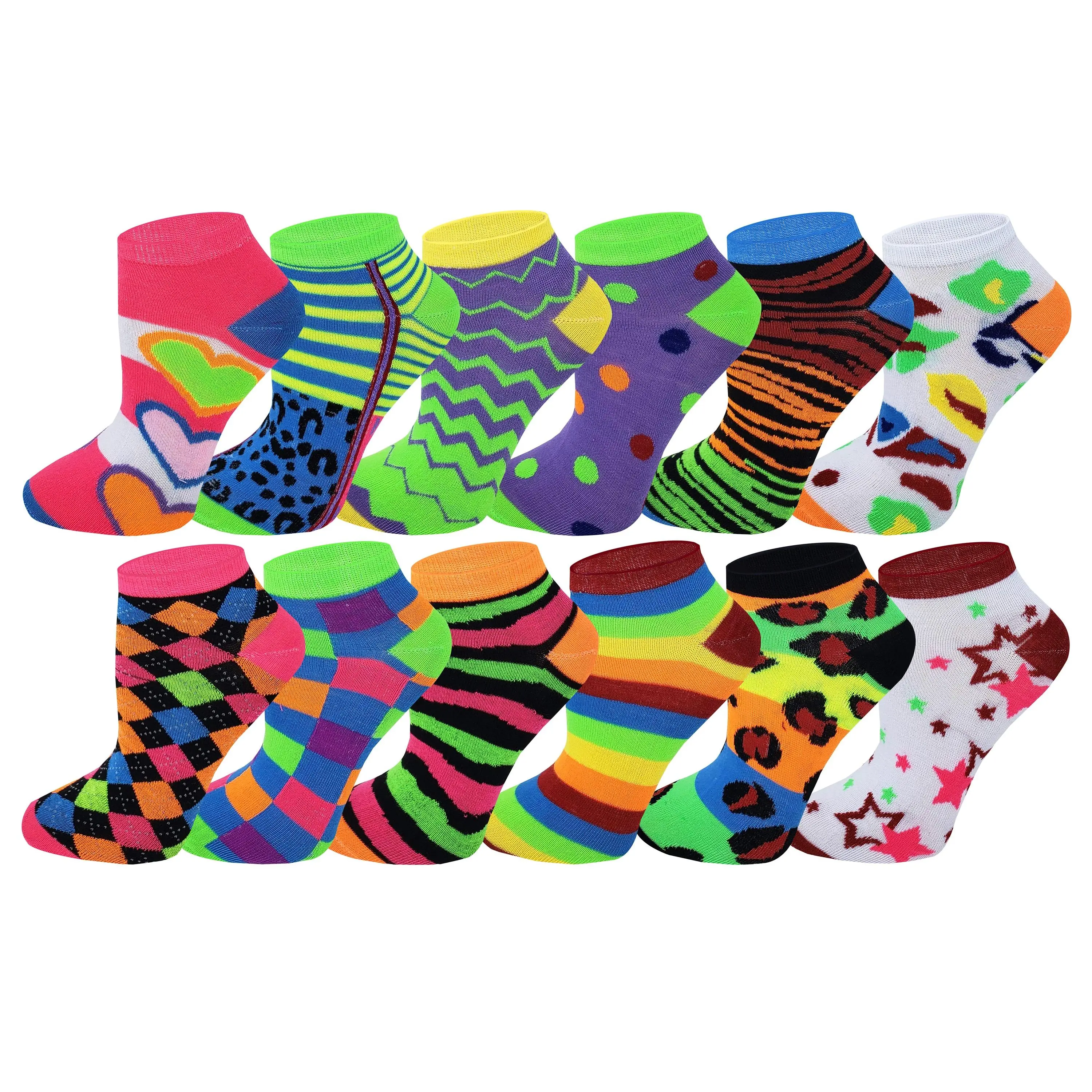 Women's Low Cut Ankle Socks - 12-Pair Colorful Assorted Unicorn-Printed, Warmer Socks for Fit and Outdoor Activities