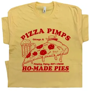 Funny Pizza Shirt Vintage Pizza Restaurant Shirt Retro Pizza T Shirt Offensive Shirts for Men Women Guys Cool Bar Pub Chicago Graphic Tee EDY