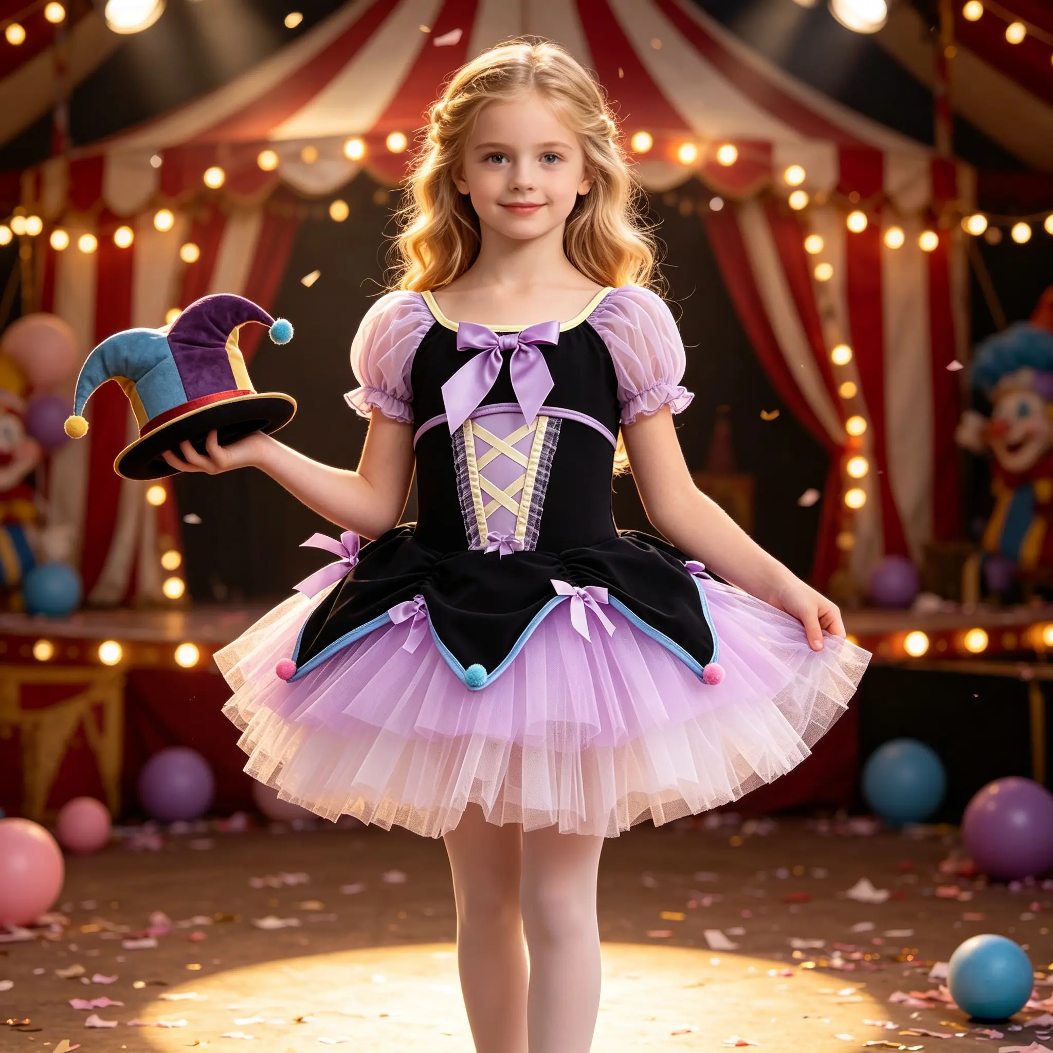 Girls' Cute Circus Jester Ballet Tutu Dress  girls   - Black-Purple Sparkle Tulle Dance Leotard for Halloween Party, Dance Recital  (  childrens fashion)