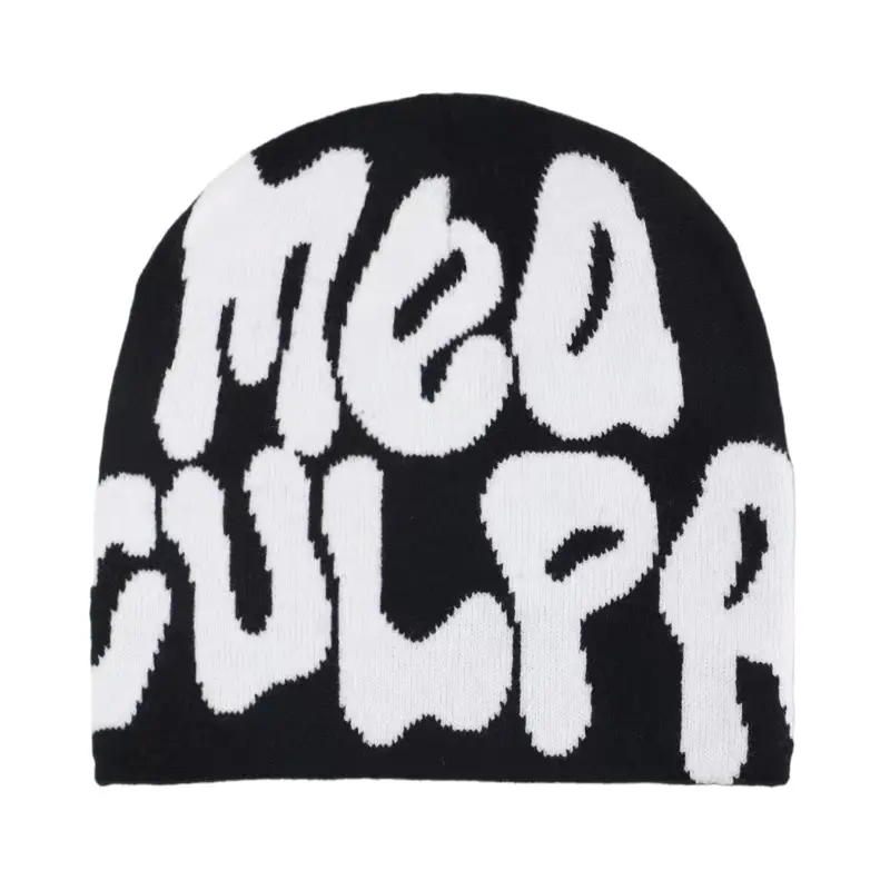 Unisex Street Trend Letter Pattern Beanie Hat, Y2K Trendy Soft Beanie Cap, Fashionable Warm Knitted Hat for Fall & Winter for Men & Women, Graphic Hats