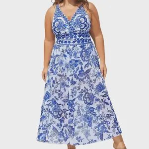 Two-Piece Floral Print Ruched Mesh Swimsuit & Sarong Tankini Swimdress with Removable Cups & Tummy Control for Summer Wedding Vacation 2026 Spring Break Gift For Easter's Day Mother's Day 3