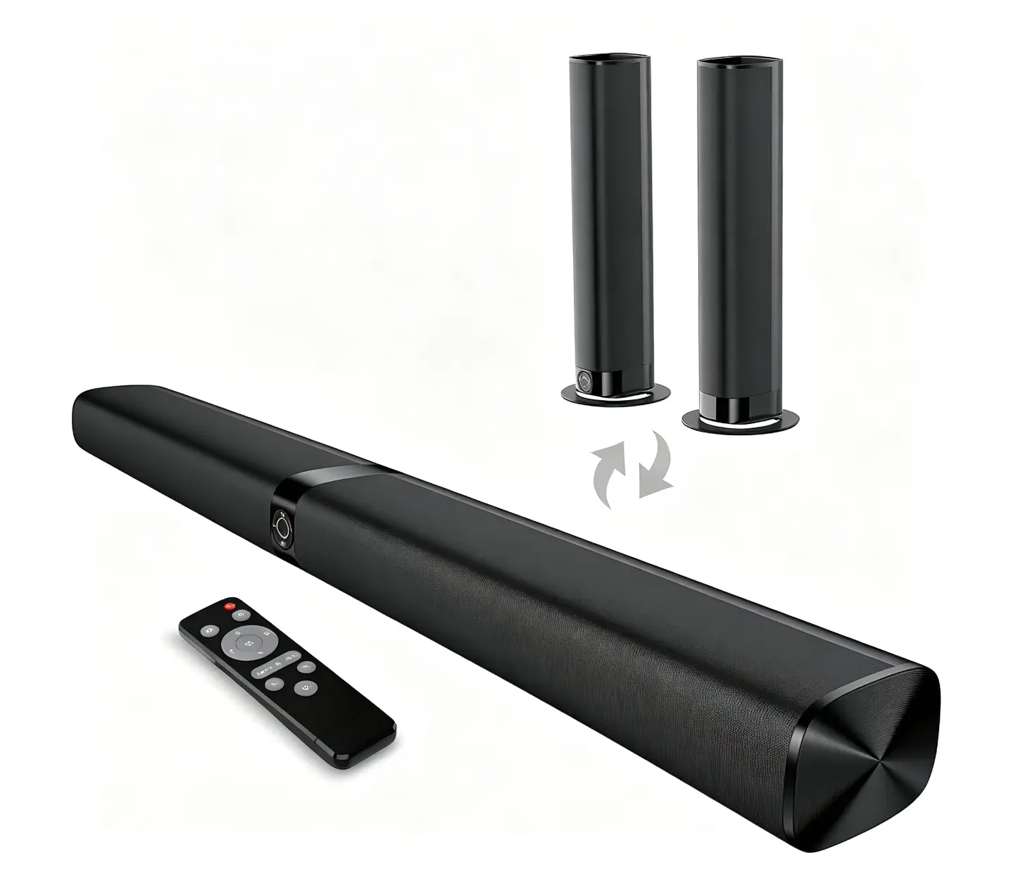 Sound Bar for Smart TV, Soundbar with Bluetooth/ARC/Opt/AUX Connect, Auto Volume Boost, 3 Equalizer Modes, 2 in 1 Detachable Soundbar for TV/PC/Gaming/Projectors Audio Speakers Smartphone