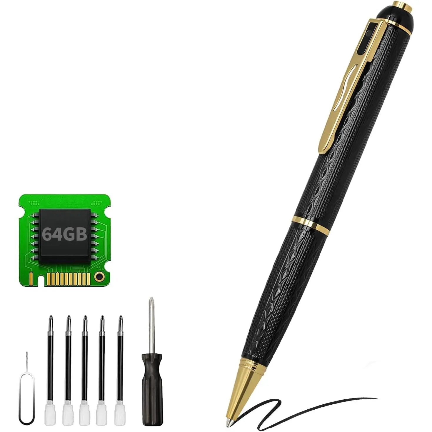 64G Mini Body Camera Pen, 1080P Portable Security Nanny Camera Pen For Indoor Outdoor