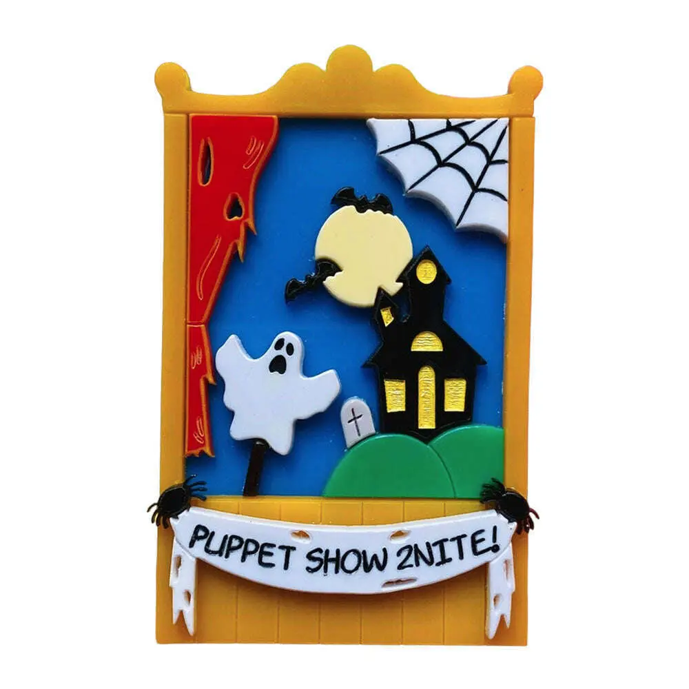 Makokot Design Plastic Acrylic Brooch, Creepy Funfair Collection Scary Puppet Show Collar Clip Fashion Accessory