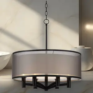 Possini Euro Design Black Drum Pendant,22",6-Light,Trending Home Decor,Aesthetic Lighting,TikTok Hot Sale,Dining Room Fixture,Modern Chandelier