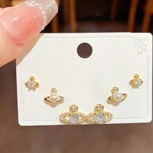 3-pair earrings set, New Fashion Earrings，earring for women，accessories for women，casual and fashionable jewelry, Mother's Day and Valentine's Day gifts, jewelry gifts for her,14k gold-plated