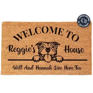 Staffie Doormat - Personalized Staffordshire Bull Terrier Dog Breed Mat - Custom Dog Breed Welcome Mat For Dog Lovers - Welcome Door Mat